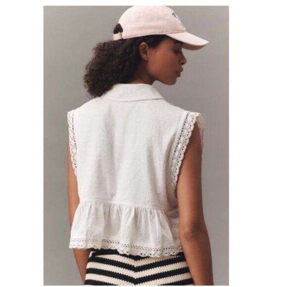 Anthropologie Pilcro Cropped Swing Blouse in White – Size Large – NWT - Picture 3 of 6